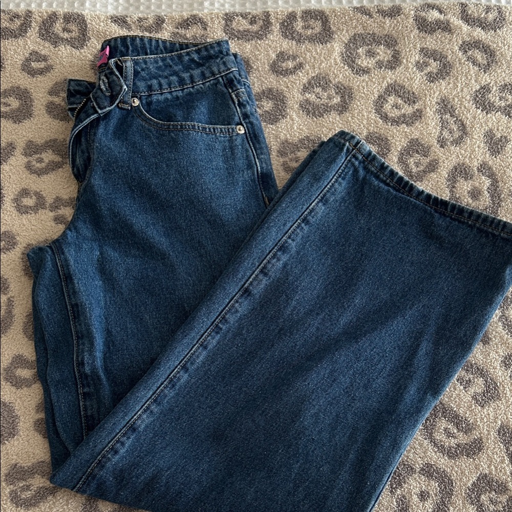 Edikted Dark Blue Straight Leg Jeans